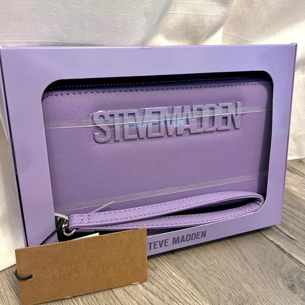 Steve Madden BZIPEEE Box Zip Wallet Wristlet - Meta Mauve Purple